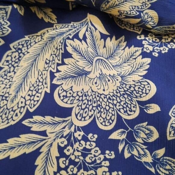 J.Crew Navy Tan Floral Print Ruffle Elastic Turtleneck Long Sleeve Size Small - Picture 9 of 9